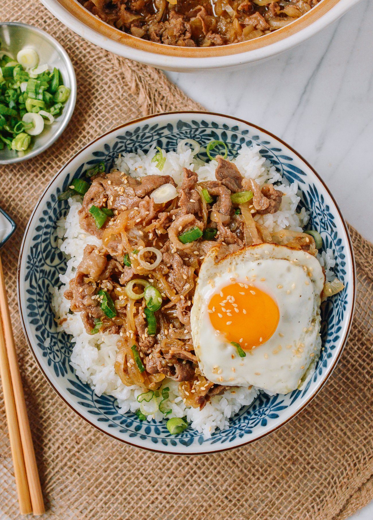 Japanese Gyudon on a table